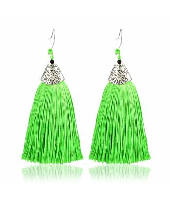 Green Long Tassel Earrings for Women