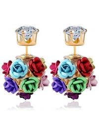 Buy Online Crunchy Fashion Earring Jewelry Red Roses Dual side Earrings Jewellery CFE1128