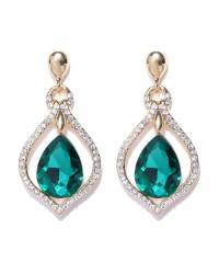 Buy Online Crunchy Fashion Earring Jewelry Brown & Gold-Toned Geometric Drop Earring Jewellery CFE1355