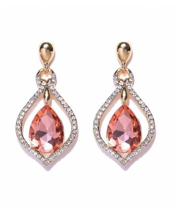 Missa Peach Crystal Earrings for Women