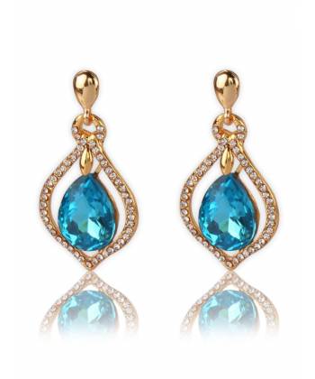Missa Aqua Blue Crystal Earrings for Women