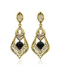 Buy Online Crunchy Fashion Earring Jewelry Peach & Gold-Toned Geometric Drop Earrings  Jewellery CFE1242