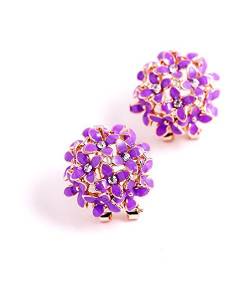 Gold Plated Purple Crystal Stud Earrings 