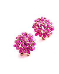 Buy Online Crunchy Fashion Earring Jewelry SwaDev Silver-Toned Floral Pink Stone Studded American Diamond/AD Jewellery Set SDJS0052 Jewellery Sets SDJS0052