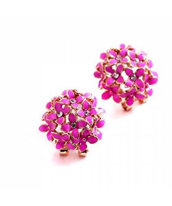 Gold Plated Pink Crystal Stud Earrings 