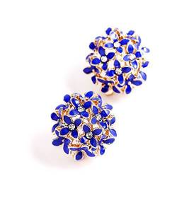 Gold Plated Blue Crystals Stud Earrings 