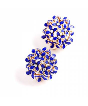 Gold Plated Blue Crystals Stud Earrings 