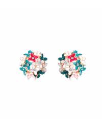 Buy Online  Earring Jewelry Traditional Gold-Plated Royal Pink Floral Royal Pink Earrings RAE1447  RAE1447