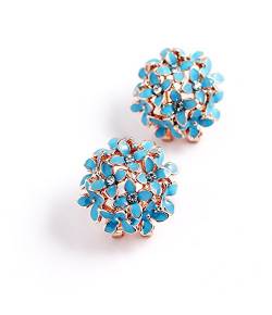 Blue Floral Stud Earrings 