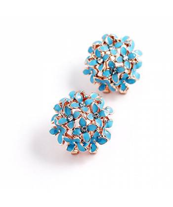 Blue Floral Stud Earrings 