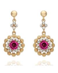 Buy Online Crunchy Fashion Earring Jewelry Traditional Gold Plated Kundan & Perl layered Earrings RAE0618 Jewellery RAE0618