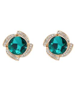 Green Crystal Studded Earrings