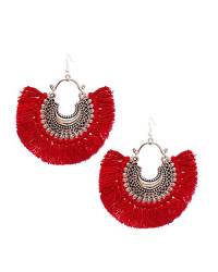 Buy Online Crunchy Fashion Earring Jewelry Tiaraz Fashion Red German Silver Beaded Earrings Jewellery CMB0023