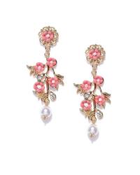 Buy Online Crunchy Fashion Earring Jewelry SwaDev Gold Tone American Diamond/AD Stone Choker Baby Pink Pearl Jewellery Set SDJS0101 Jewellery Sets SDJS0101