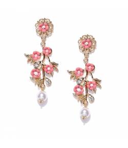 Rose Pink Floral Drop Earrings