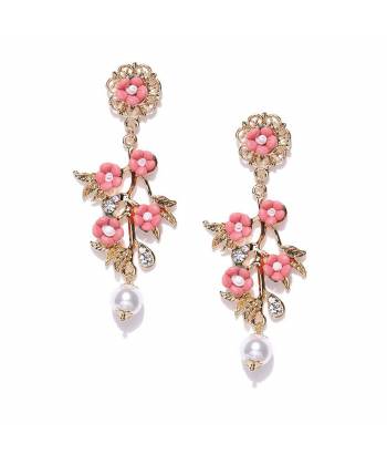 Rose Pink Floral Drop Earrings