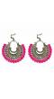 German Silver Pink Pearls Chandbali Earrings