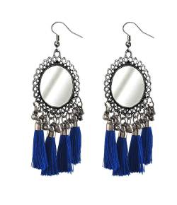 Mirror and Thread Blue Tassel Chandbaali