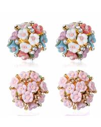 Buy Online Earring, Jewelry , Bags - SwaDev AD/American Diamond Gold-Plated Kundan Studded Floral Stud Earrings SDJJE0013 Studs SDJJE0013 Crunchy Fashion 