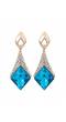 Golden Plated Blue Crystal Drop & Dangler Earrings