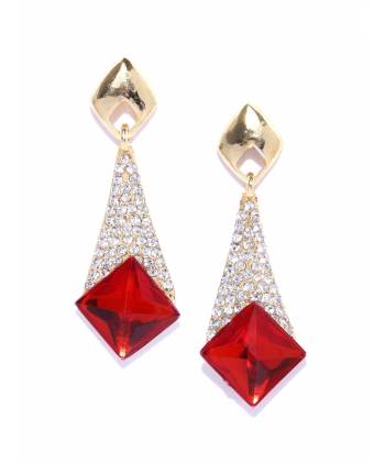 Golden Plated Pink Crystal Drop & Dangler Earrings