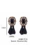 Bohemian Tassel Black Crystal Earrings 