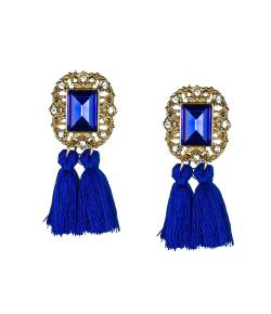 Bohemian Tassel Blue Crystal Earrings 