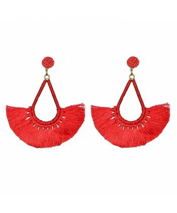Red Tassel Drop Earrings