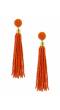 Orange Beaded Tassel Earrings