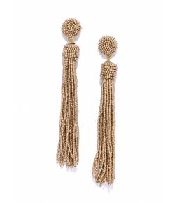 Golden Beaded Tassel Earrings