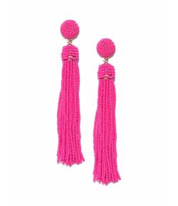 Pink Beaded Tassel Earrings