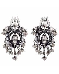 Buy Online Crunchy Fashion Earring Jewelry Oxidized  German Gold-Plated Black Jhumka Jhumki Earrings RAE2096 Jhumki RAE2096
