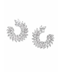 Clear Crystal Leaves Twisted Branch Earrings