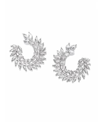 Clear Crystal Leaves Twisted Branch Earrings