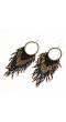 Black Beaded Tassels Handmade Hoop Earrings
