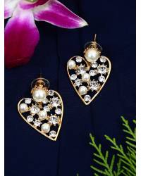 Buy Online Royal Bling Earring Jewelry Traditional Gold Plated Peach Pearls Dangler Party Wear Earrings RAE0613 Jewellery RAE0613