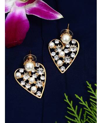 Gold Plated Heart Shape Stud Earrings 