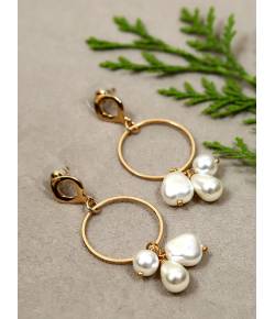 Gold Plated White Pearls Drop Earrings 
