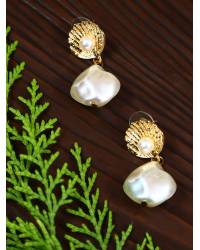 Buy Online Royal Bling Earring Jewelry Kundan Faux Red Pearl Necklace Set With Earring & Tika Jewellery RAS0133