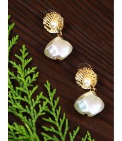 Gold Plated Pearls & Shell Earrings 