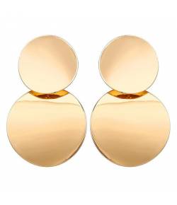 Gold Plated Round Agate Stud Earrings