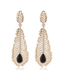 Buy Online Crunchy Fashion Earring Jewelry Traditional Gold Plated Black Kundan Jhumka Earrings RAE0626 Jewellery RAE0626