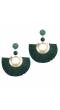 Green & Gold-Toned Tasselled Crescent-Shaped Earrings