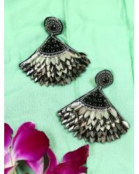 Buy Online Crunchy Fashion Earring Jewelry Crunchy Fashion Gold-Tone Tribal Dual Grey Peacock  Long Dangler Earrings RAE2317  RAE2317