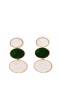 Gold Plated Green & White Drop Earrings