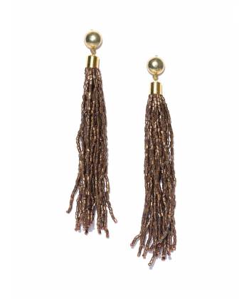 Antique Gold-Toned Tasselled Drop Earrings