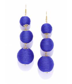 Blue Round Ball Layer Dangler Earrings