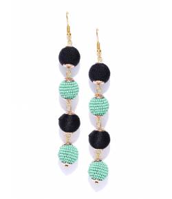 Green & Black Ball Shaped Drops Earrings