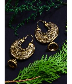 Oxidised Golden Dangler Earrings 