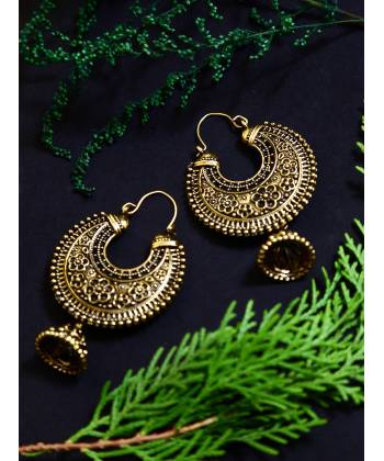 Oxidised Golden Dangler Earrings 
